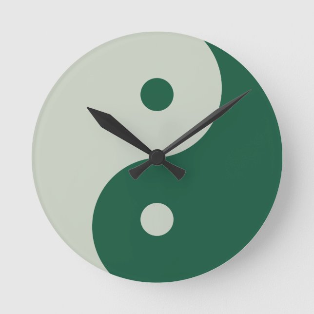 Yin Yang Sage Green Round Clock (Front)