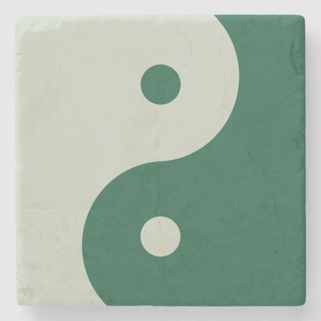 Yin Yang Sage Green Stone Coaster (Front)