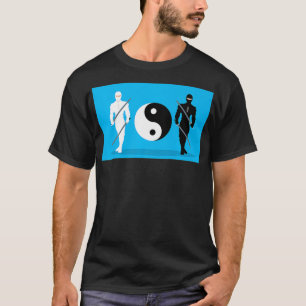 Yin Yang Samurai Ninja Blue Background Great Gift  T-Shirt