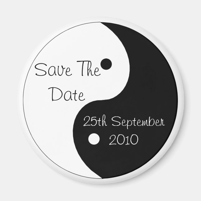 Yin Yang Save The Date Wedding Magnet (Front)