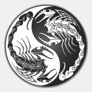 Yin Yang Scorpions Classic Round Sticker