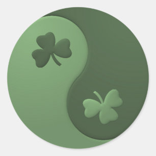 Yin Yang Shamrocks Classic Round Sticker