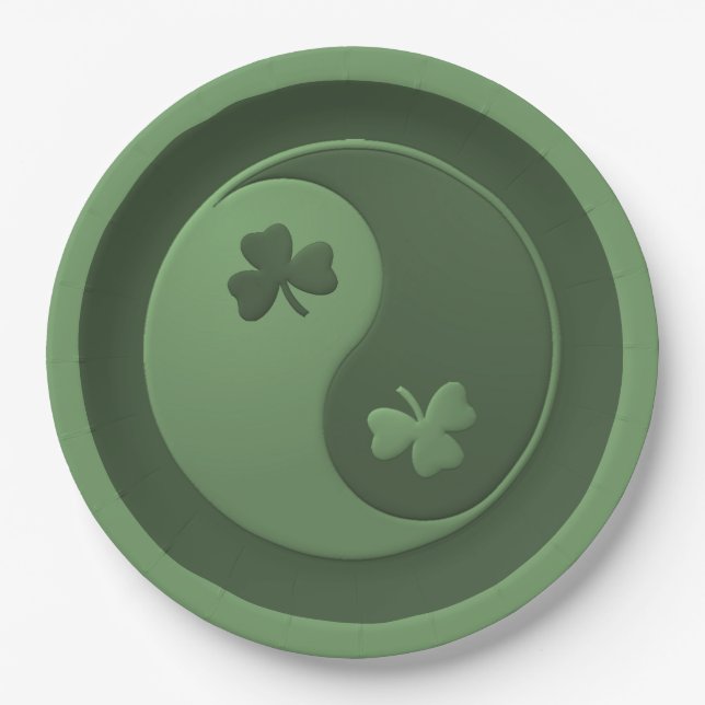 Yin Yang Shamrocks Paper Plate (Front)
