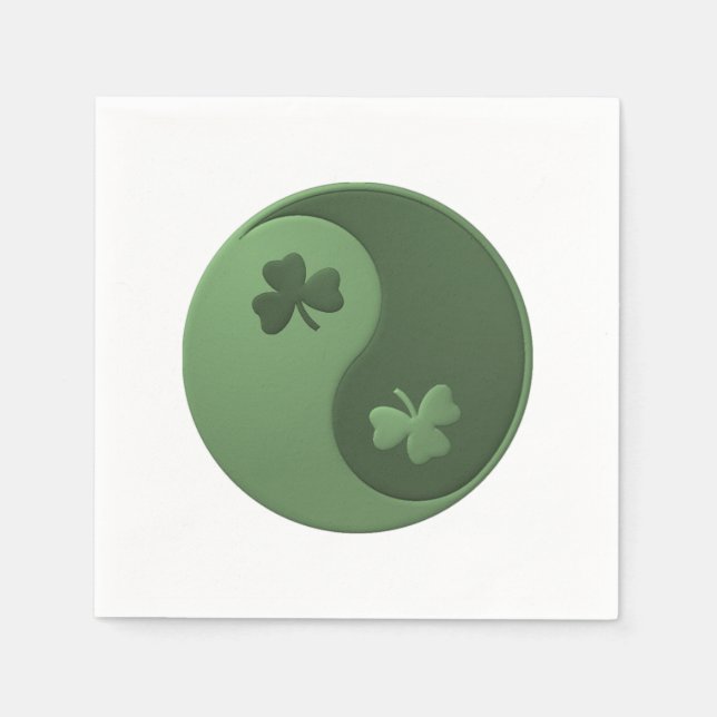 Yin Yang Shamrocks St. Patrick's Day Napkin (Front)