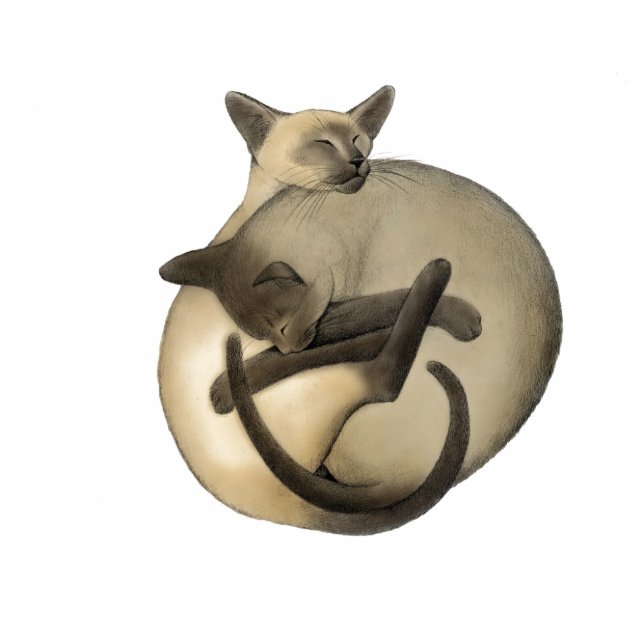 Yin Yang Siamese Cats Holiday Ornament Standing Photo Sculpture (Front)