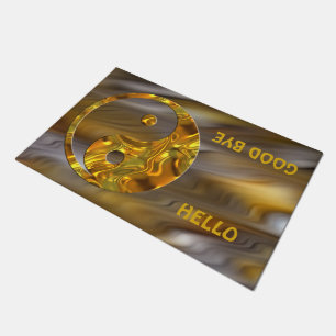 Yin & Yang Sign gold + your background & ideas Doormat
