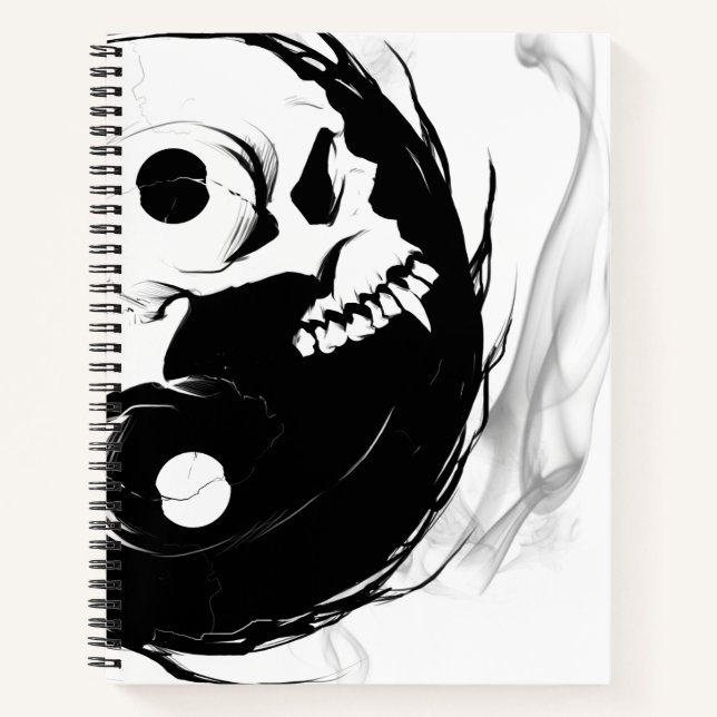 Yin-Yang Skull Spiral Sketchpad Notebook (Front)