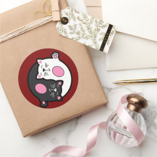 Yin Yang Sleeping Cats In Black And White  Classic Round Sticker