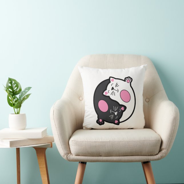 Yin Yang Sleeping Cats In Black And White  Cushion (Chair)