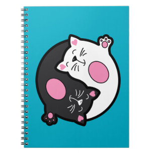 Yin Yang Sleeping Cats In Black And White Notebook