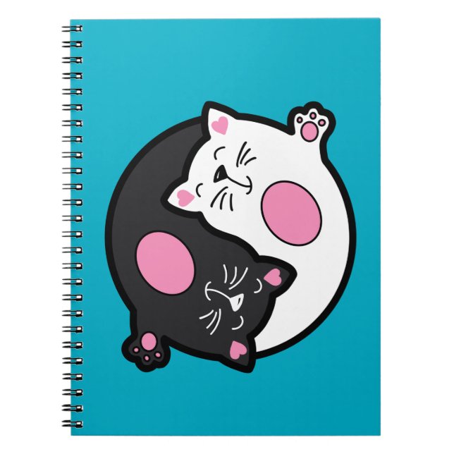 Yin Yang Sleeping Cats In Black And White  Notebook (Front)