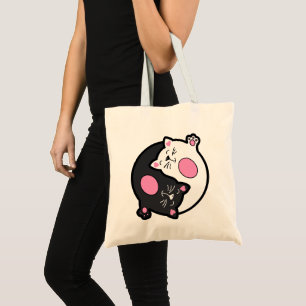 Yin Yang Sleeping Cats In Black And White Tote Bag
