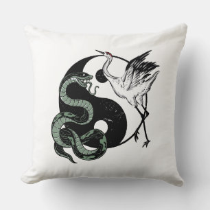 Yin yang Snake And Crane Symbol Cushion