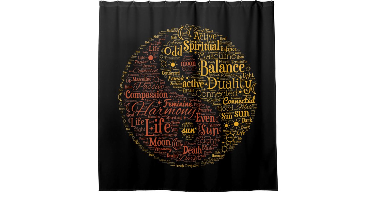 Yin Yang Spiritual Colour Word Art, Shower Curtain With Liner Attached Uk
