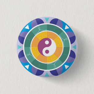 Yin yang spirituality east mandala goodluck charm 3 cm round badge