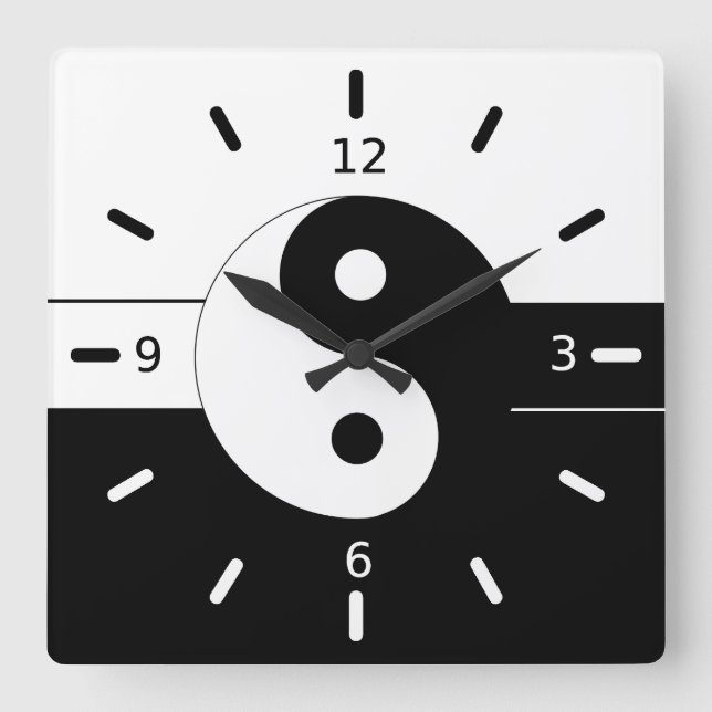 Yin yang square wall clock (Front)