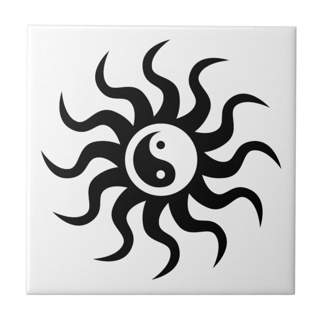 Yin-Yang Sun-Black/White Tile (Front)