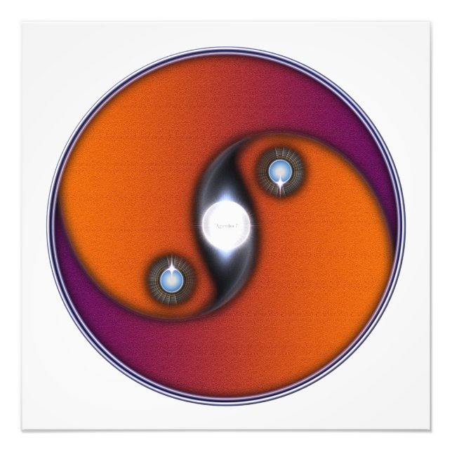 Yin Yang Sun Orange Violet Photo Print (Front)