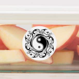 Yin & Yang Symbol Black and White Tattoo Style