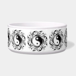 Yin & Yang Symbol Black and White Tattoo Style