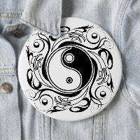 Yin & Yang Symbol Black and White Tattoo Style