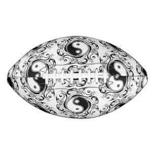 Yin & Yang Symbol Black and White Tattoo Style American Football