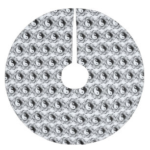 Yin & Yang Symbol Black and White Tattoo Style Brushed Polyester Tree Skirt