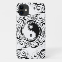 Yin & Yang Symbol Black and White Tattoo Style