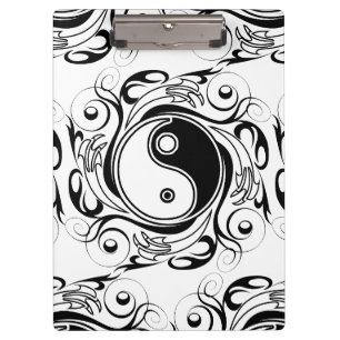 Yin & Yang Symbol Black and White Tattoo Style Clipboard