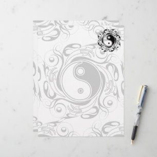 Yin & Yang Symbol Black and White Tattoo Style Custom Letterhead