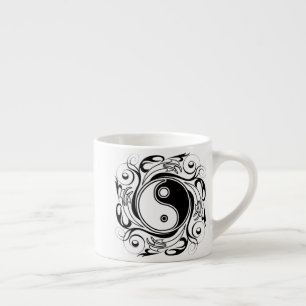 Yin & Yang Symbol Black and White Tattoo Style Espresso Cup