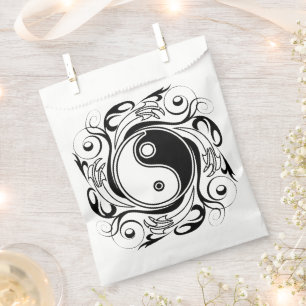 Yin & Yang Symbol Black and White Tattoo Style Favour Bags