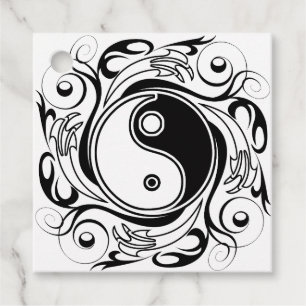 Yin & Yang Symbol Black and White Tattoo Style Favour Tags