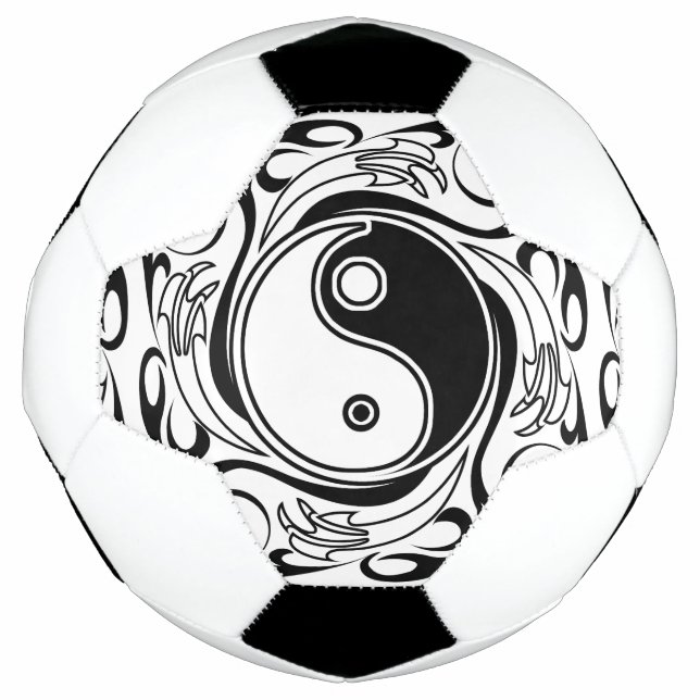 Yin & Yang Symbol Black and White Tattoo Style Football (Front)