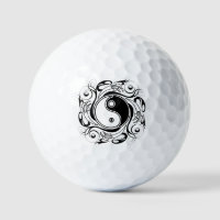 Yin & Yang Symbol Black and White Tattoo Style