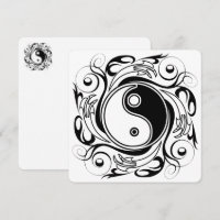 Yin & Yang Symbol Black and White Tattoo Style