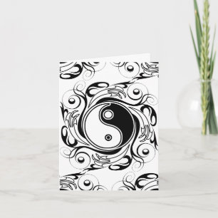 Yin & Yang Symbol Black and White Tattoo Style Invitation