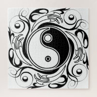 Yin & Yang Symbol Black and White Tattoo Style