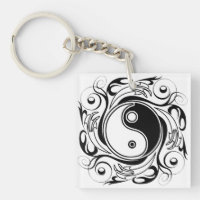 Yin & Yang Symbol Black and White Tattoo Style