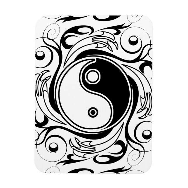 Yin & Yang Symbol Black and White Tattoo Style Magnet (Vertical)