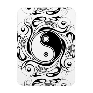 Yin & Yang Symbol Black and White Tattoo Style Magnet