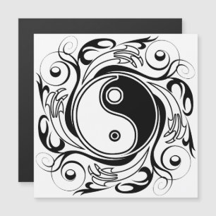 Yin & Yang Symbol Black and White Tattoo Style Magnetic Invitation