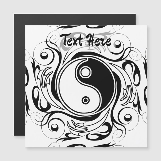 Yin & Yang Symbol Black and White Tattoo Style Magnetic Invitation (Front/Back)