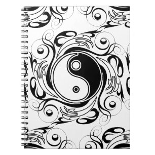 Yin & Yang Symbol Black and White Tattoo Style Notebook