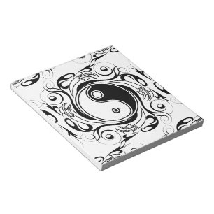 Yin & Yang Symbol Black and White Tattoo Style Notepad