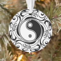 Yin & Yang Symbol Black and White Tattoo Style