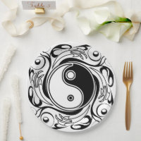 Yin & Yang Symbol Black and White Tattoo Style