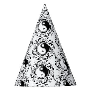 Yin & Yang Symbol Black and White Tattoo Style Party Hat