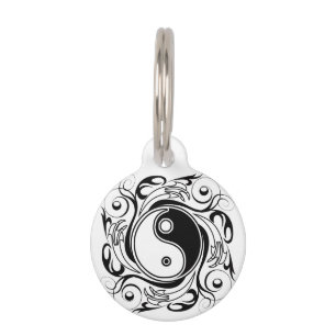 Yin & Yang Symbol Black and White Tattoo Style Pet Tag