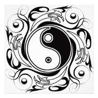 Yin & Yang Symbol Black and White Tattoo Style